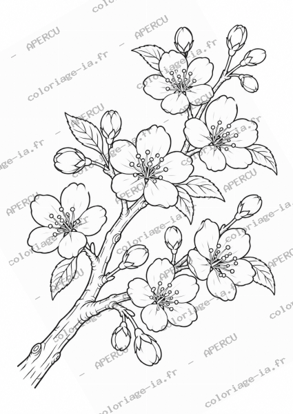 Branche de cerisier en fleurs