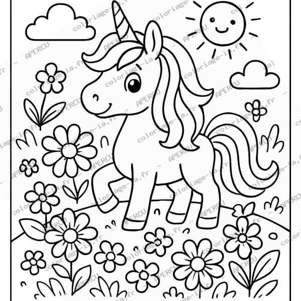 Licorne dans une prairie