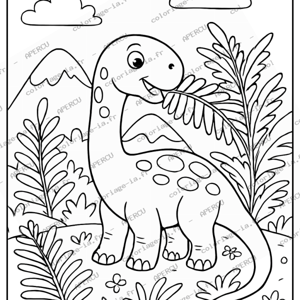 Dinosaure et fougères