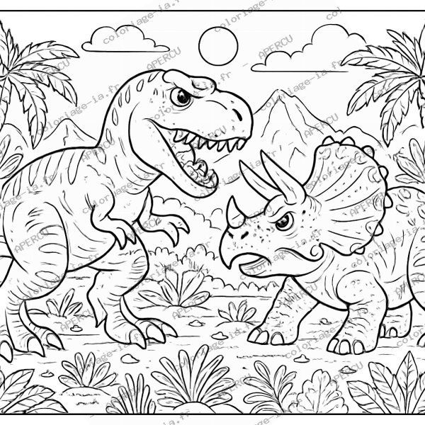 Combat de T-Rex et triceratops