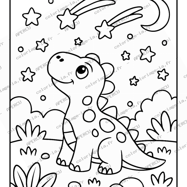 Dinosaure et étoiles filantes