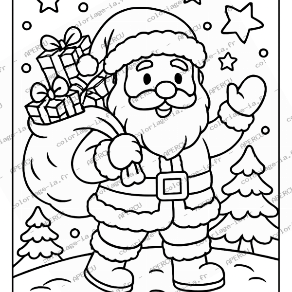 Père Noël et sa hotte