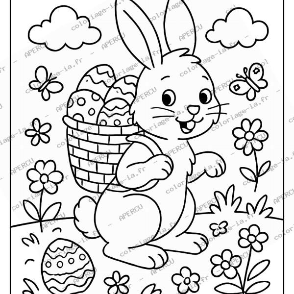 Lapin de Pâques avec œufs