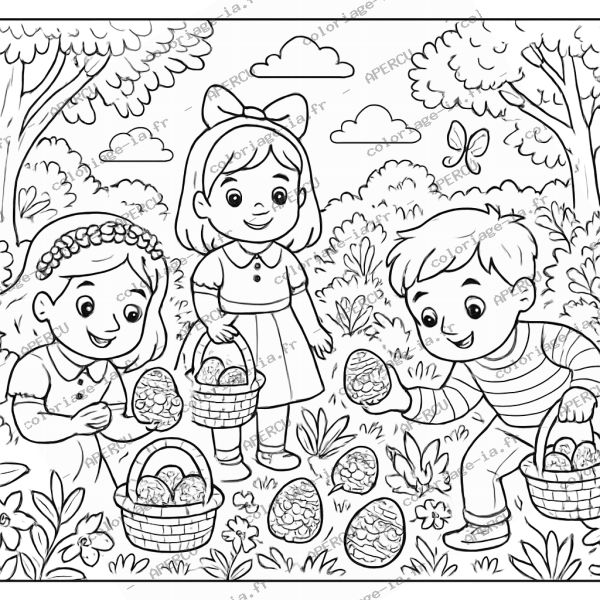 Chasse aux œufs dans le jardin