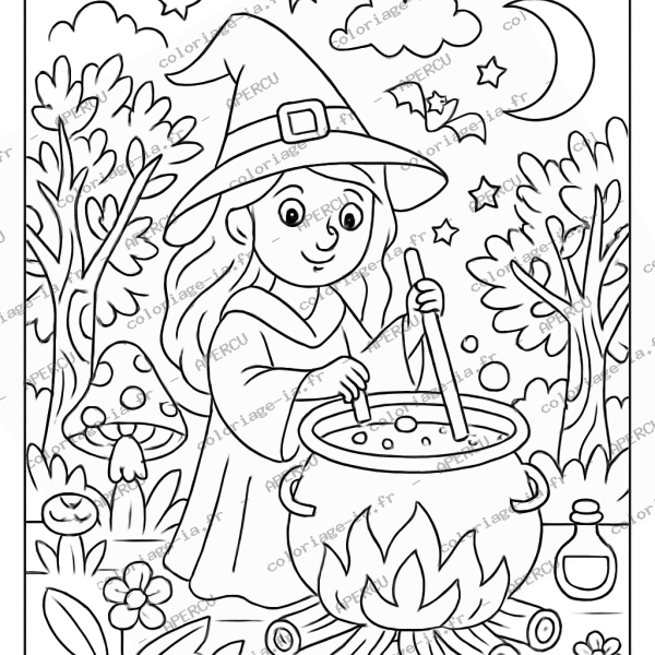 Sorcière préparant une potion