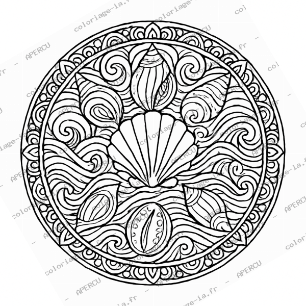 Mandala mer et coquillages