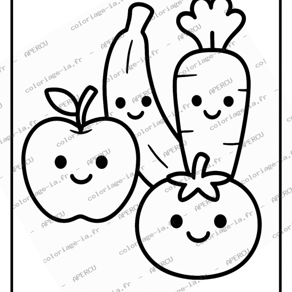 Coloriage éducatif fruits et légumes à imprimer en A4