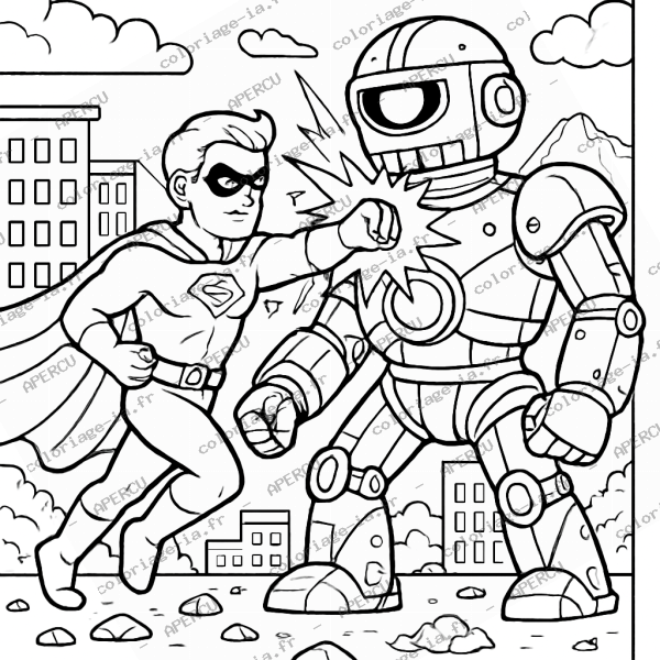 Combat super-héros vs robot