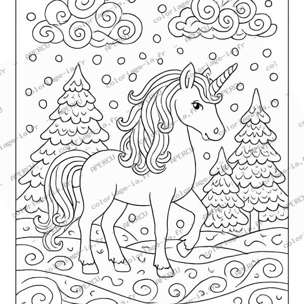 Licorne dans la neige