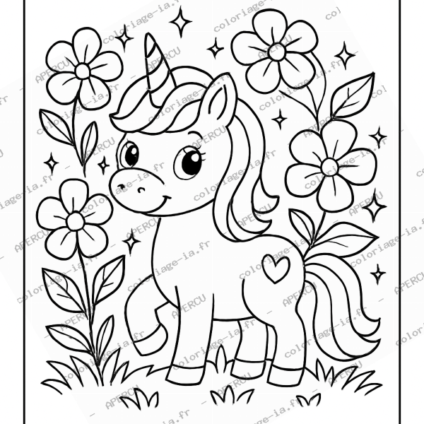 Licorne et fleurs magiques