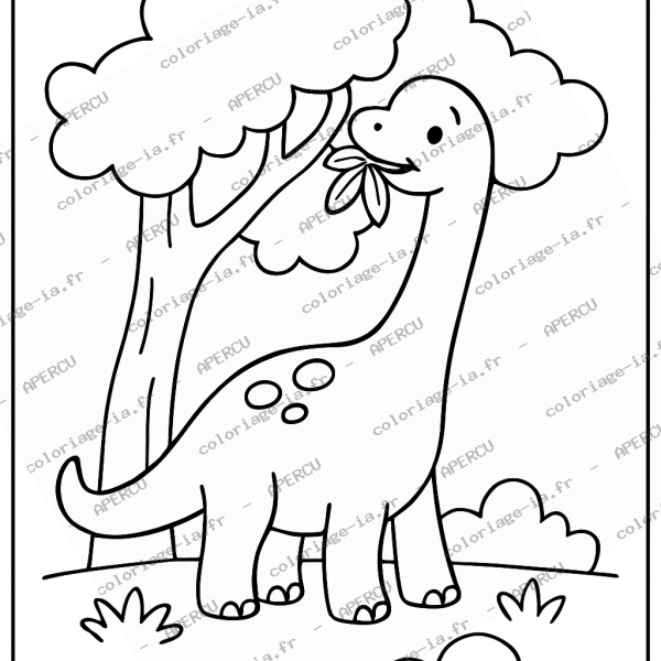 Coloriage brachiosaure long cou à imprimer en A4