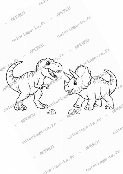 Combat de T-Rex et triceratops