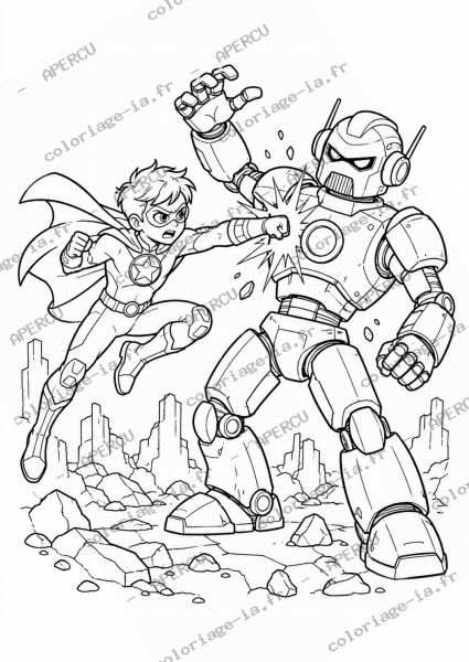 Combat super-héros vs robot