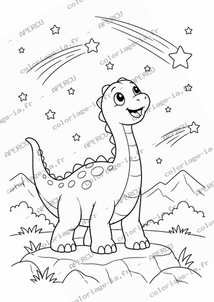 Dinosaure et étoiles filantes