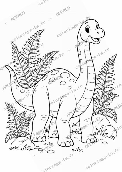 Dinosaure et fougères