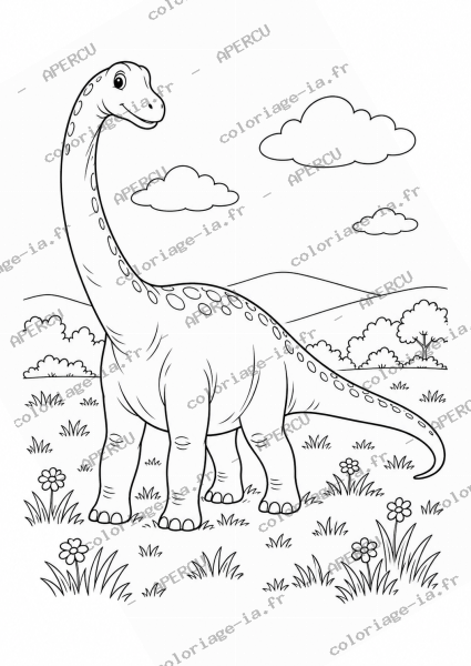 Diplodocus dans la prairie