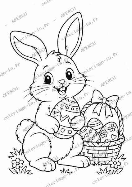 Lapin de Pâques avec œufs