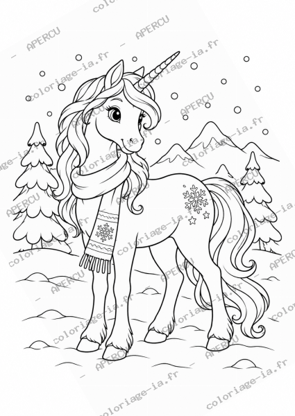 Licorne dans la neige