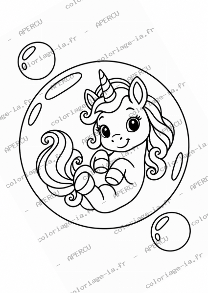 Licorne dans une bulle