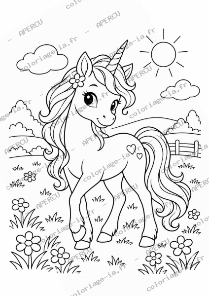 Licorne dans une prairie