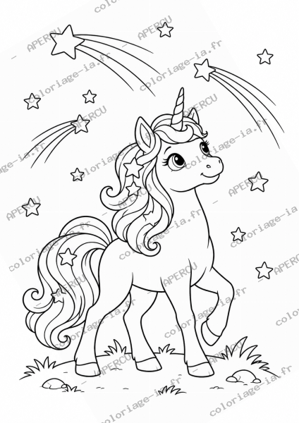 Licorne et étoiles filantes