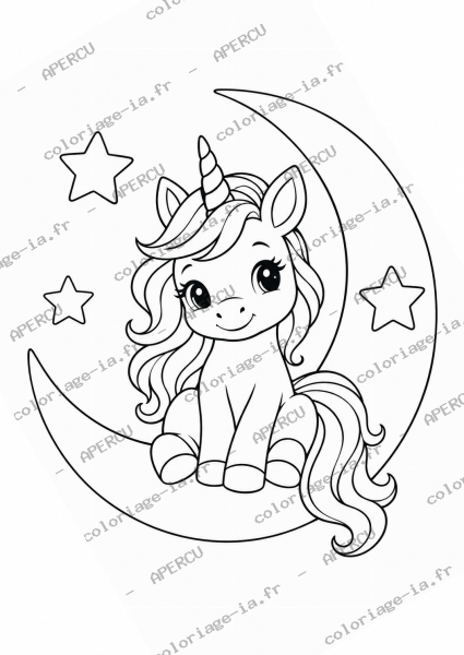 Licorne et lune