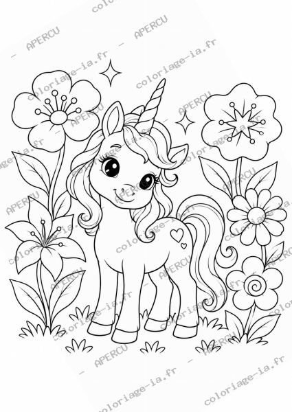 Licorne et fleurs magiques