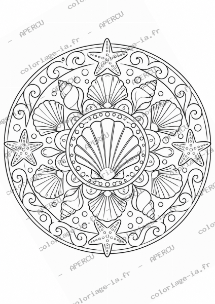 Mandala mer et coquillages