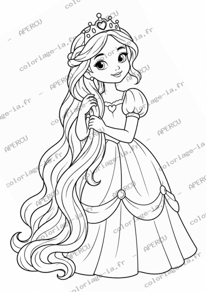 Princesse et ses cheveux longs