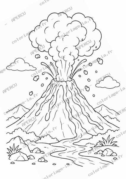 Volcan en éruption