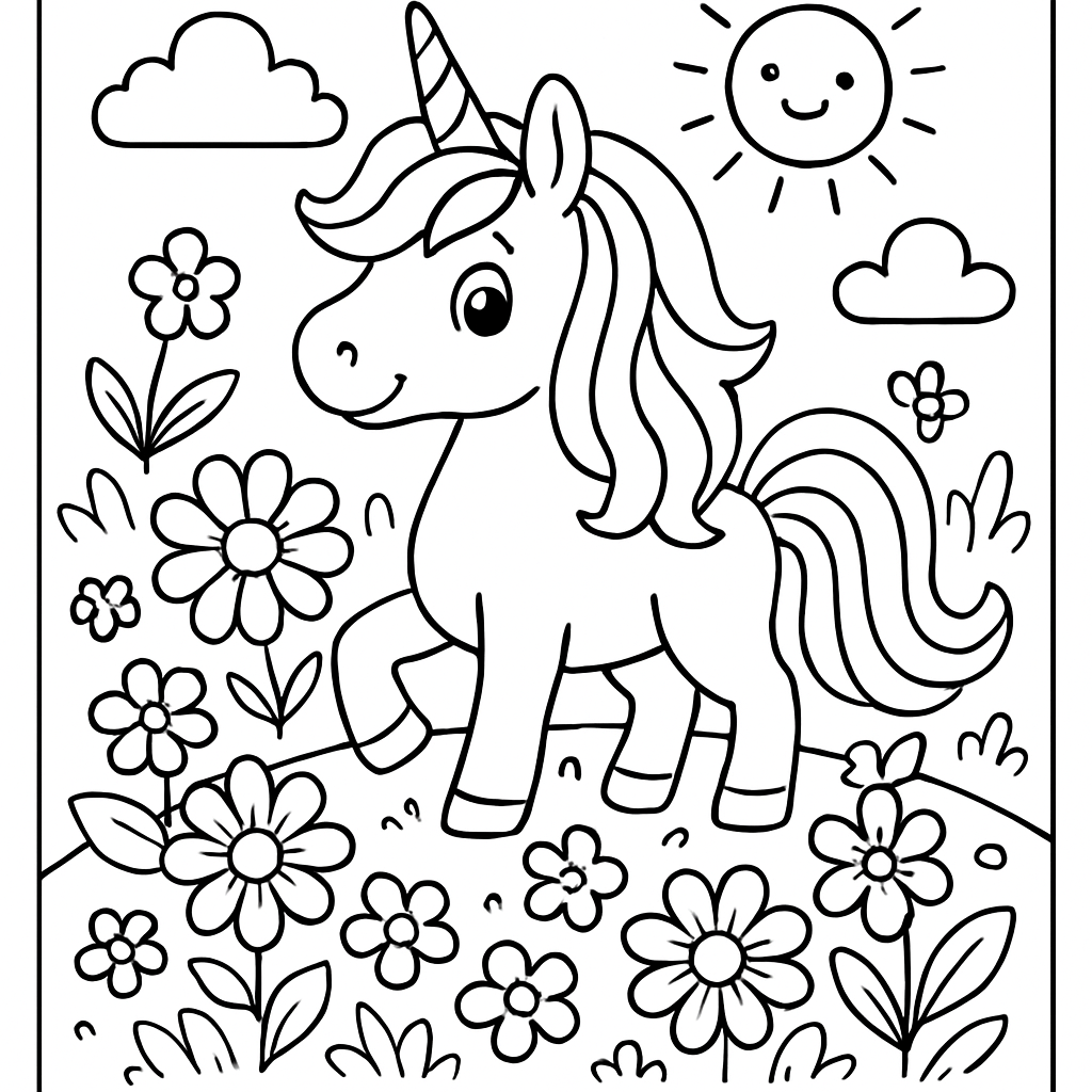 Licorne dans une prairie