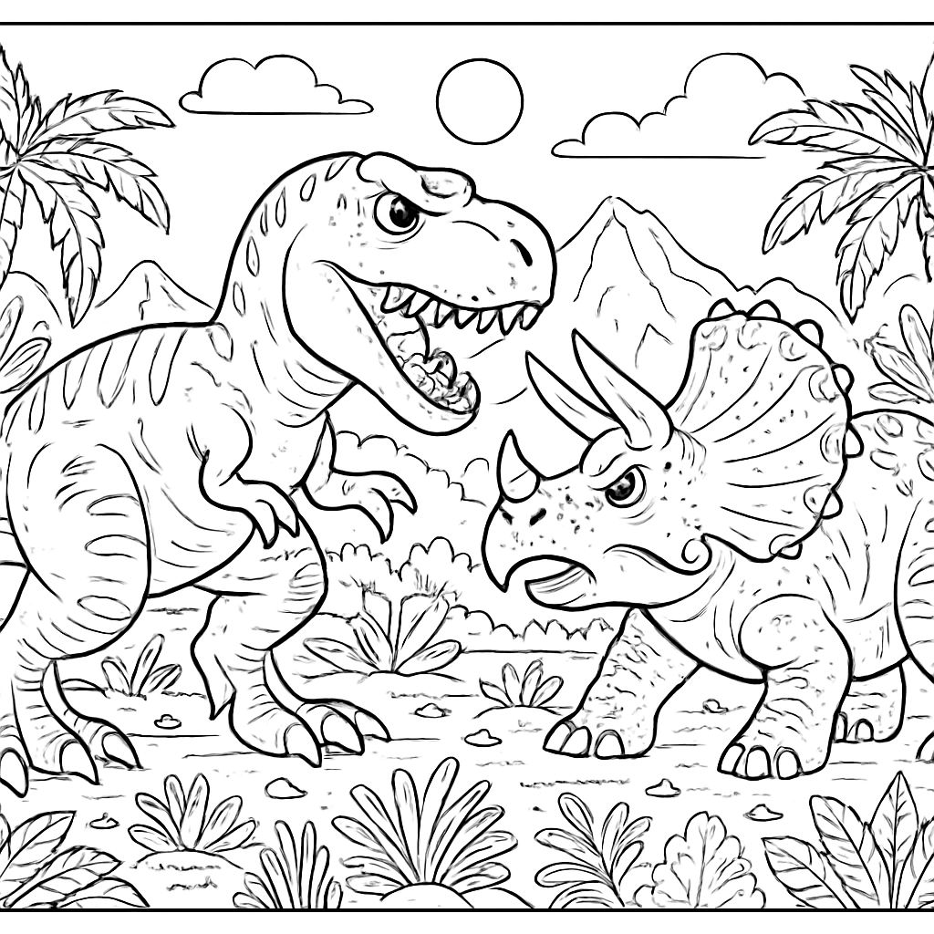 Combat de T-Rex et triceratops