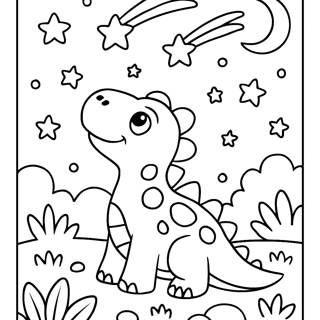 Dinosaure et étoiles filantes