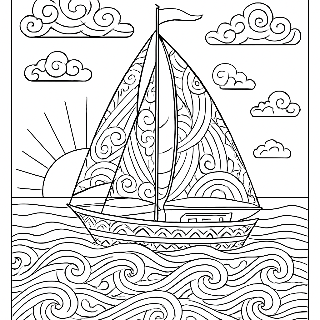 Voilier au coucher du soleil