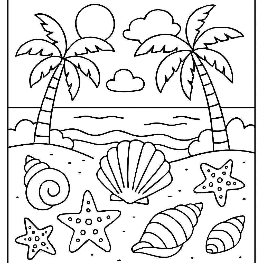 Plage avec coquillages