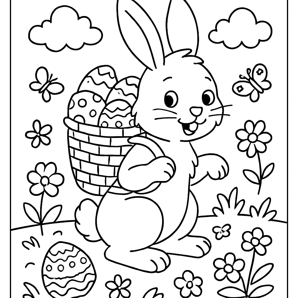 Lapin de Pâques avec œufs