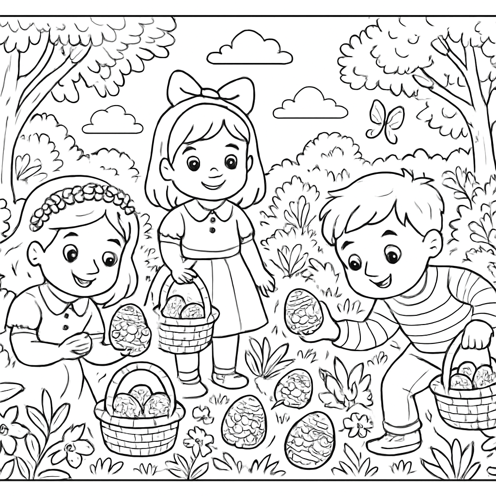 Chasse aux œufs dans le jardin