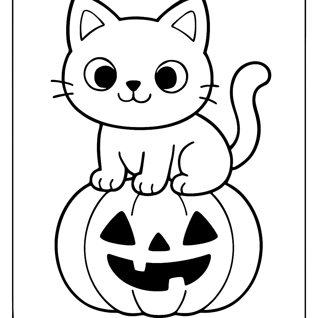 Chat noir sur citrouille