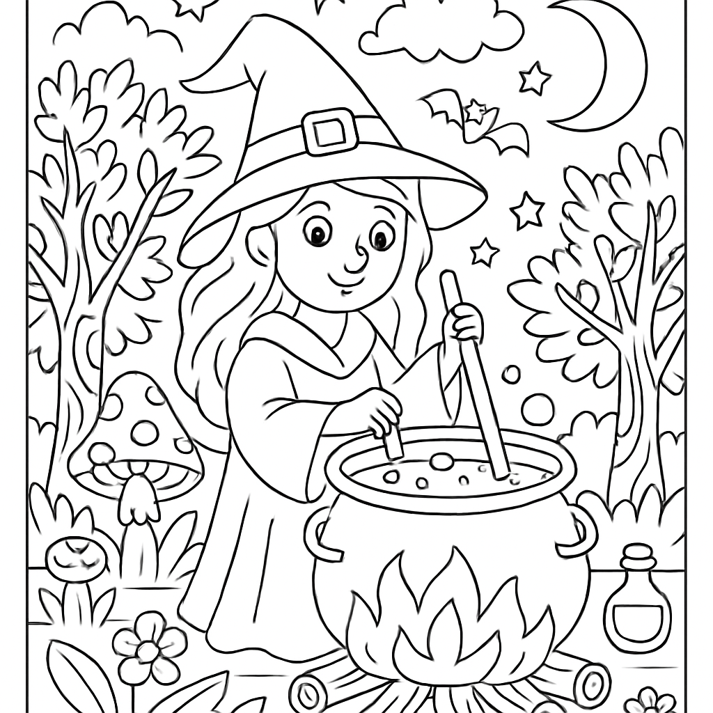 Sorcière préparant une potion