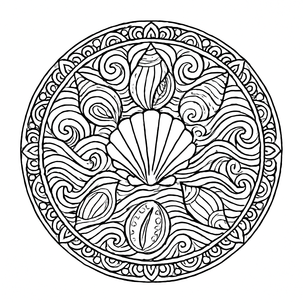 Mandala mer et coquillages