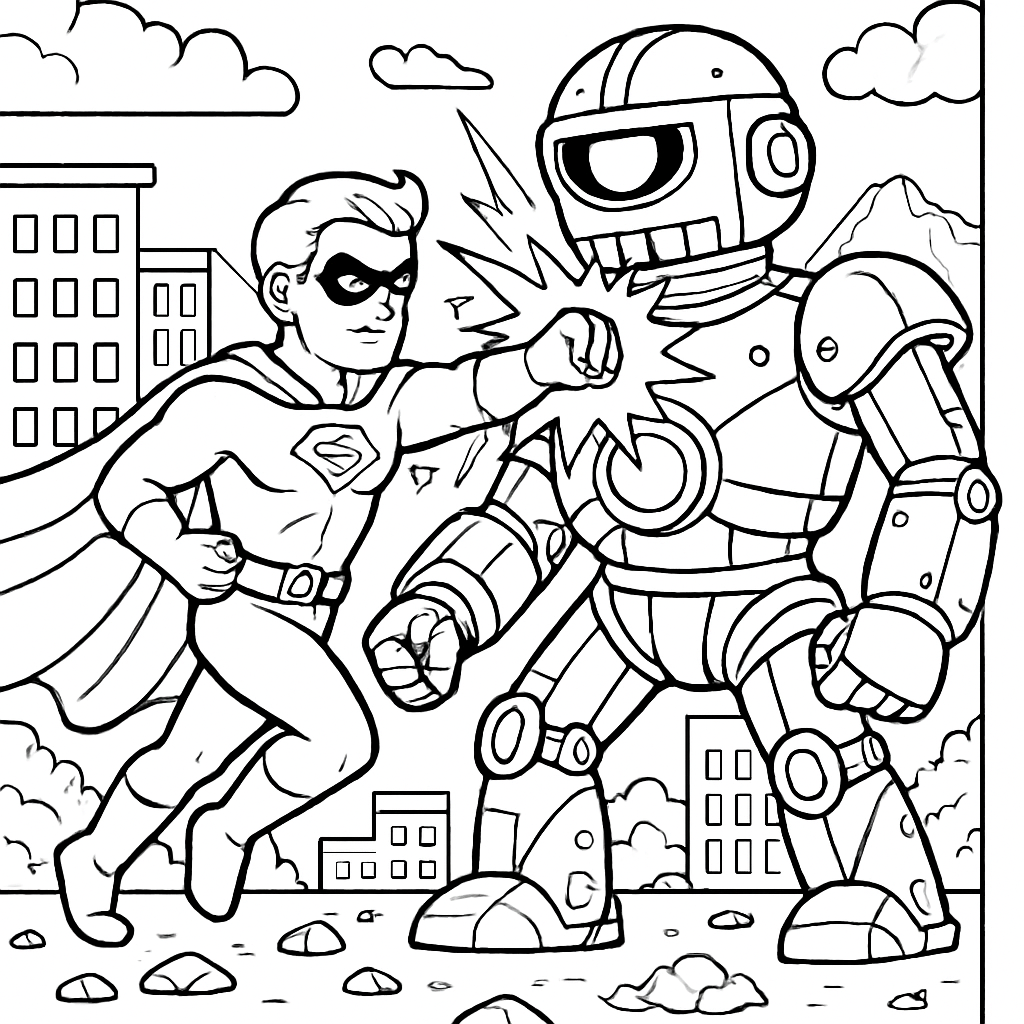 Combat super-héros vs robot