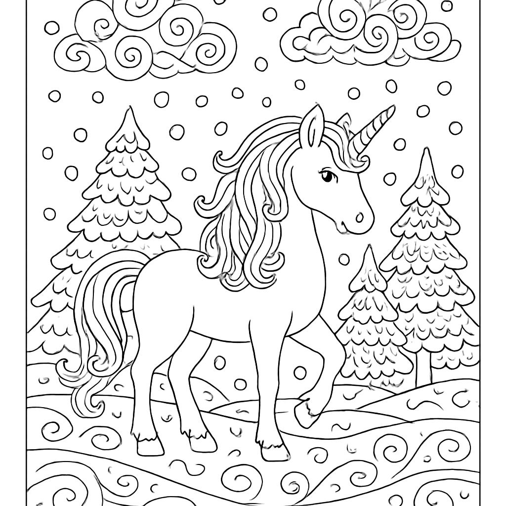 Licorne dans la neige