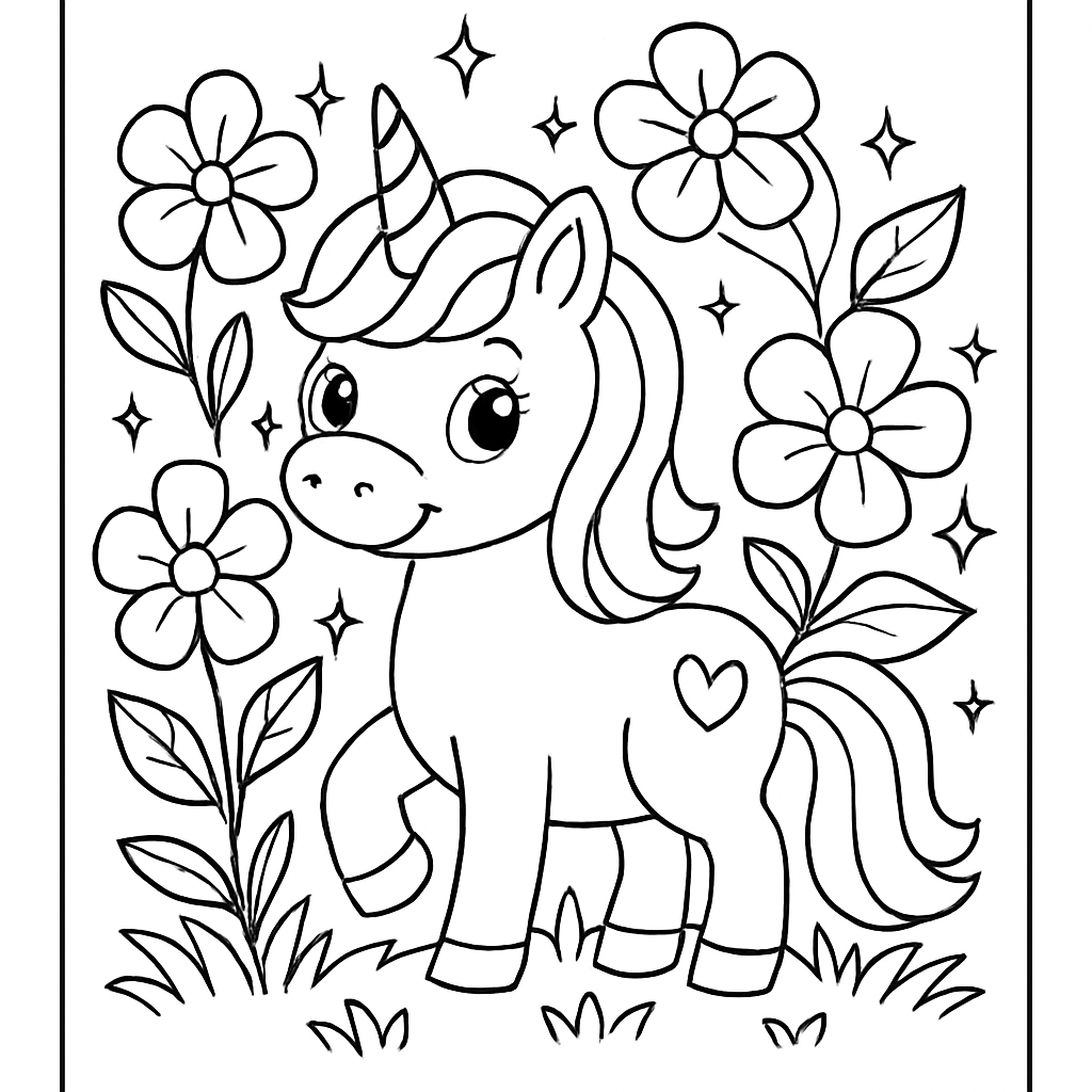 Licorne et fleurs magiques