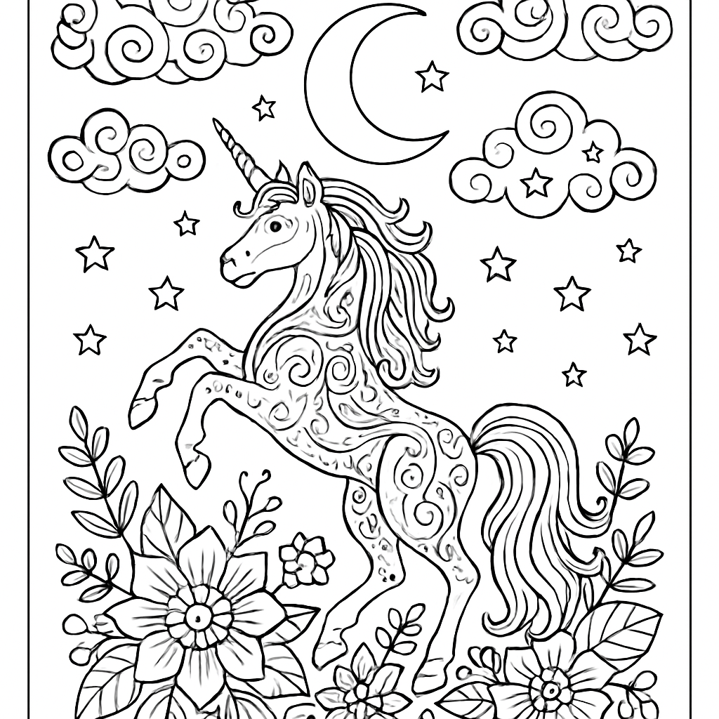Licorne et lune